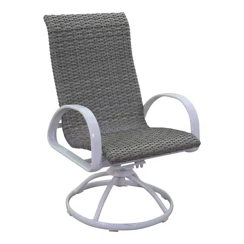 Ensemble de 5 pièces pour foyer rectangulaire Courtyard Casual Santa Fe avec chaises berçantes pivotantes en osier Comprend un foyer rectangulaire et quatre chaises berçantes pivotantes en osier