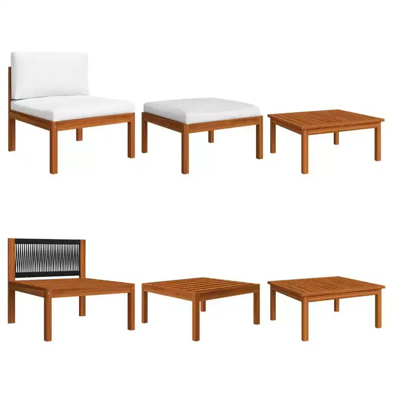 vidaXL Salon de jardin 8 pièces - Bois d'acacia massif avec coussins crème - Résistant aux intempéries, facile à nettoyer - Idéal pour le jardin, le patio et le salon