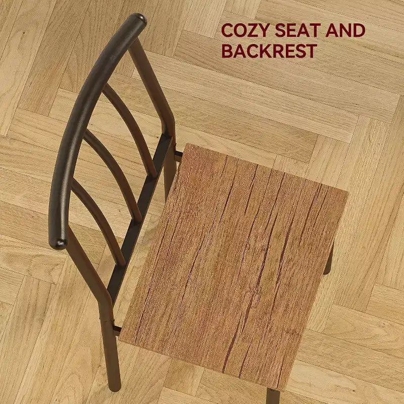 Ensemble de salle à manger rustique 3 pièces - Table carrée et 2 chaises avec porte-bouteilles, petite cuisine