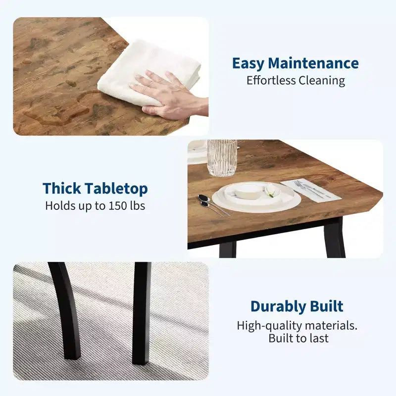 Ensemble table de salle à manger 5 pièces pour 4 personnes, table de cuisine peu encombrante avec chaises rembourrées, design d'angle moderne