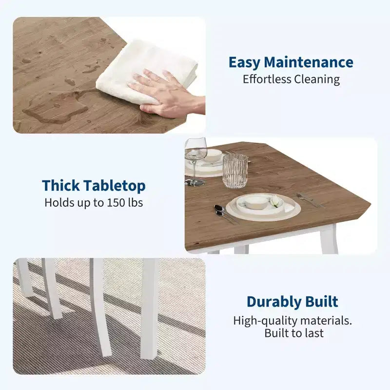 Ensemble table de salle à manger 5 pièces pour 4 personnes, table de cuisine peu encombrante avec chaises rembourrées, design d'angle moderne