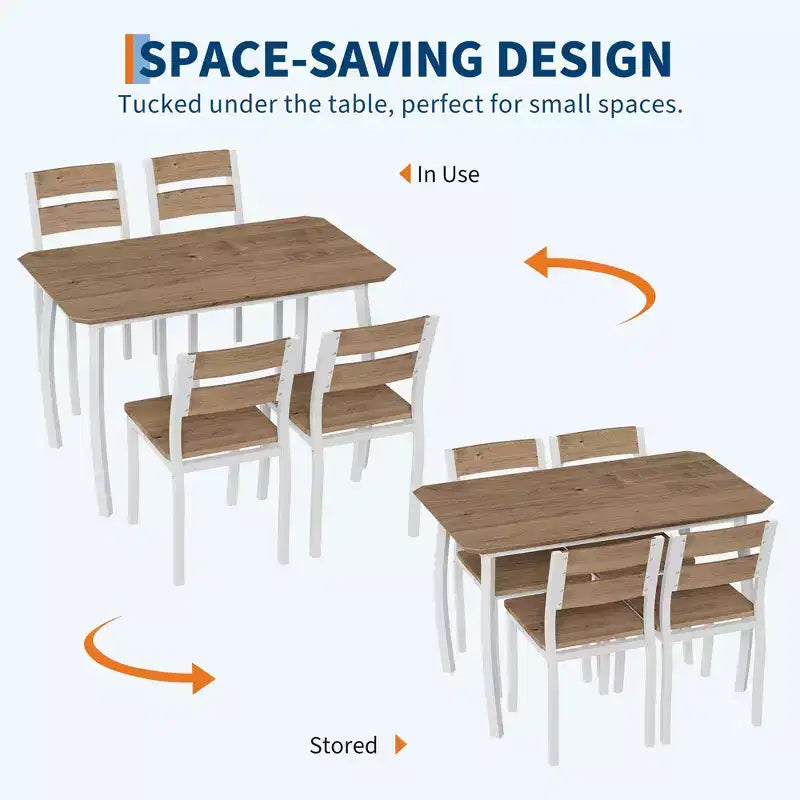 Ensemble table de salle à manger 5 pièces pour 4 personnes, table de cuisine peu encombrante avec chaises rembourrées, design d'angle moderne
