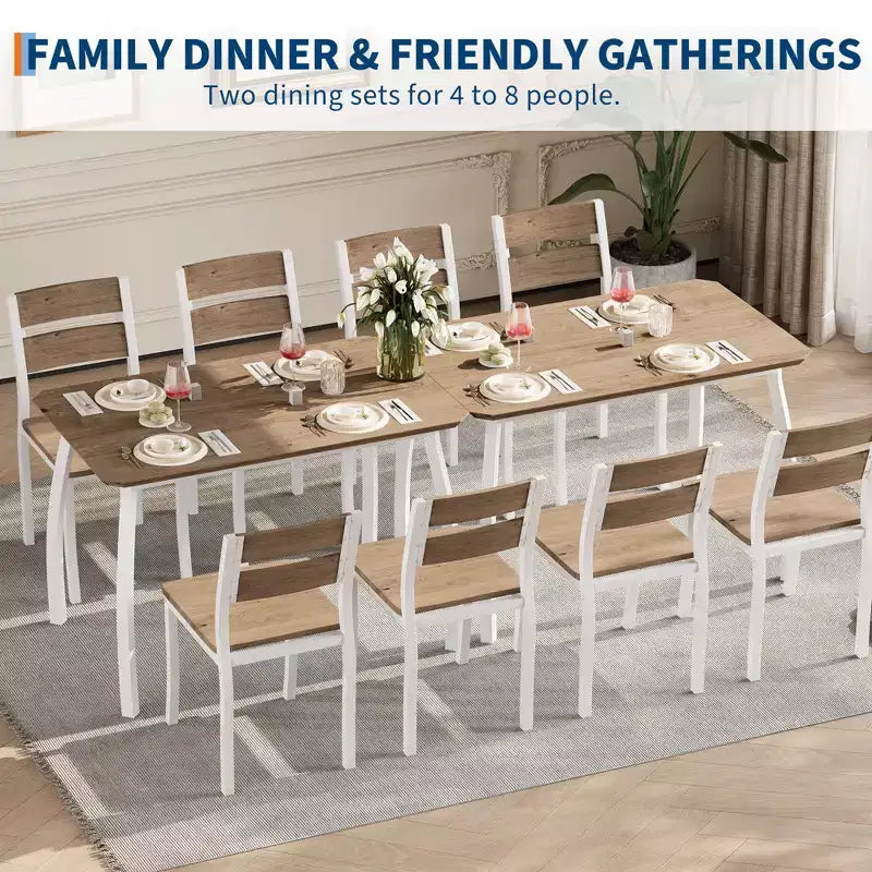 Ensemble table de salle à manger 5 pièces pour 4 personnes, table de cuisine peu encombrante avec chaises rembourrées, design d'angle moderne