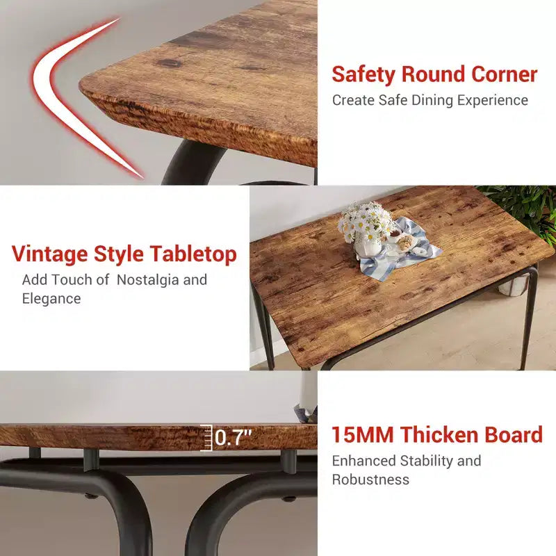 Table de salle à manger pour 4, petit ensemble table et chaises pour 4, ensemble dinette carré avec 4 chaises, ensembles de 5 pièces pour cuisine et salle à manger pour petit espace, appartement