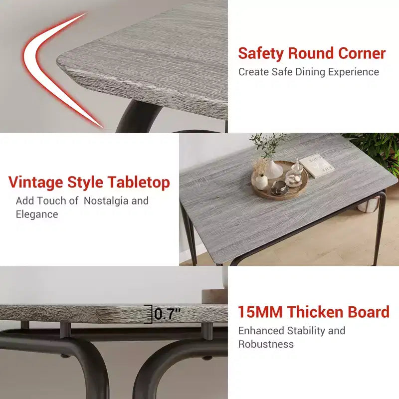 Table de salle à manger pour 4, petit ensemble table et chaises pour 4, ensemble dinette carré avec 4 chaises, ensembles de 5 pièces pour cuisine et salle à manger pour petit espace, appartement