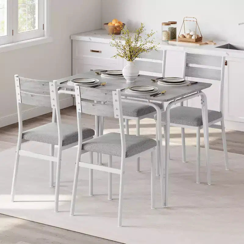 Table de salle à manger pour 4, petit ensemble table et chaises pour 4, ensemble dinette carré avec 4 chaises, ensembles de 5 pièces pour cuisine et salle à manger pour petit espace, appartement
