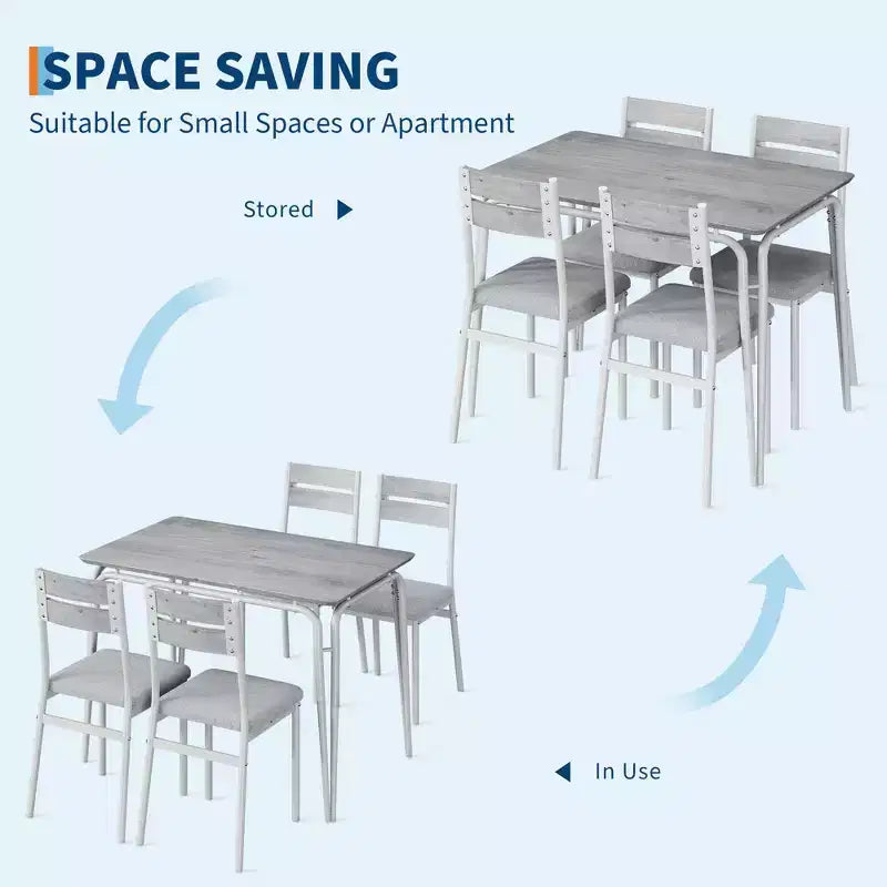 Table de salle à manger pour 4, petit ensemble table et chaises pour 4, ensemble dinette carré avec 4 chaises, ensembles de 5 pièces pour cuisine et salle à manger pour petit espace, appartement