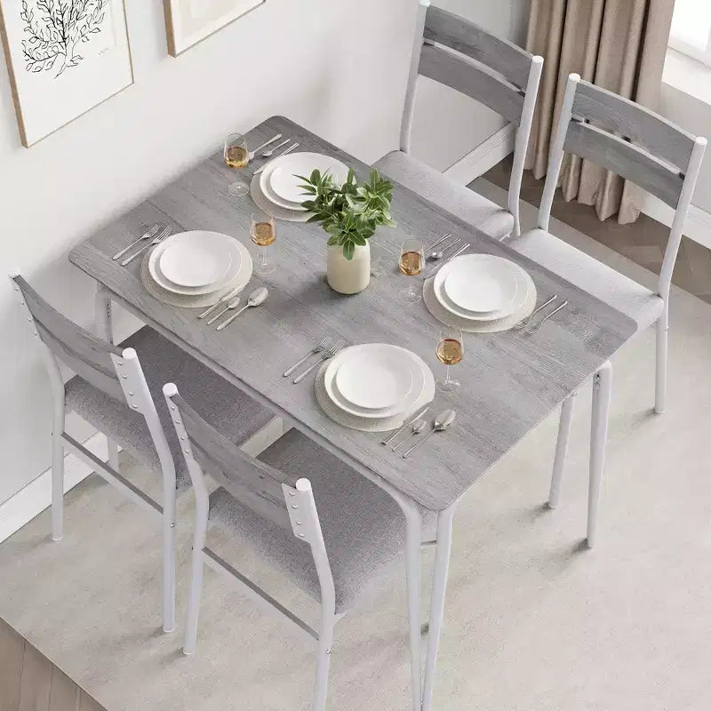 Table de salle à manger pour 4, petit ensemble table et chaises pour 4, ensemble dinette carré avec 4 chaises, ensembles de 5 pièces pour cuisine et salle à manger pour petit espace, appartement