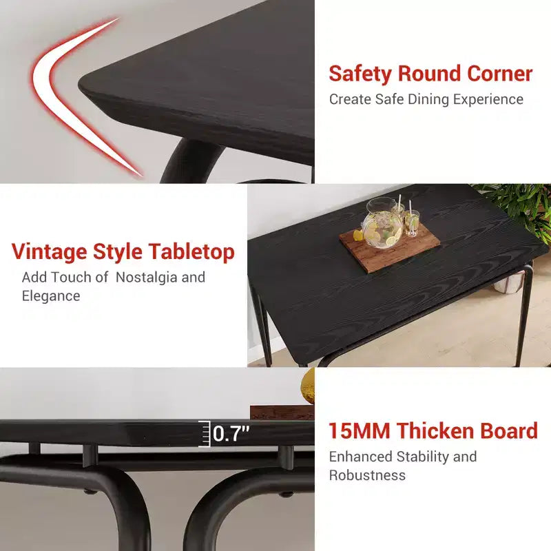 Table de salle à manger pour 4, petit ensemble table et chaises pour 4, ensemble dinette carré avec 4 chaises, ensembles de 5 pièces pour cuisine et salle à manger pour petit espace, appartement