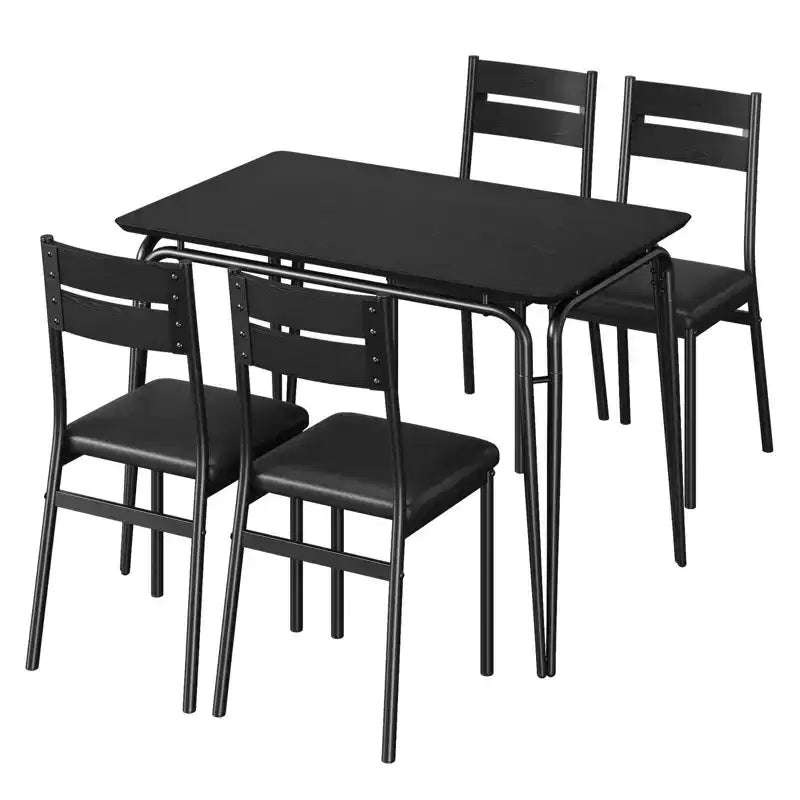 Table de salle à manger pour 4, petit ensemble table et chaises pour 4, ensemble dinette carré avec 4 chaises, ensembles de 5 pièces pour cuisine et salle à manger pour petit espace, appartement