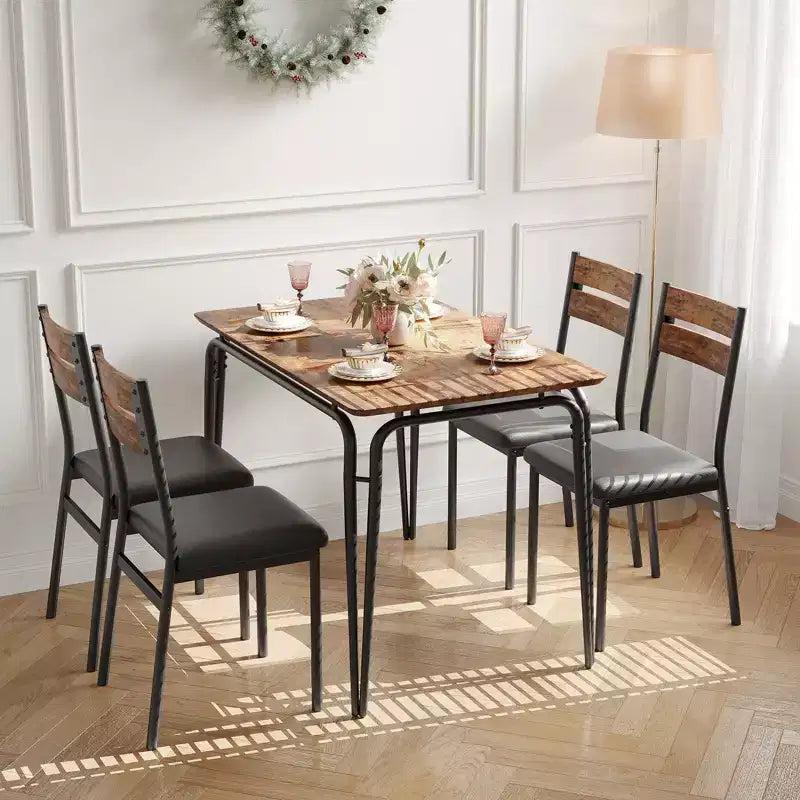 Table de salle à manger pour 4, petit ensemble table et chaises pour 4, ensemble dinette carré avec 4 chaises, ensembles de 5 pièces pour cuisine et salle à manger pour petit espace, appartement