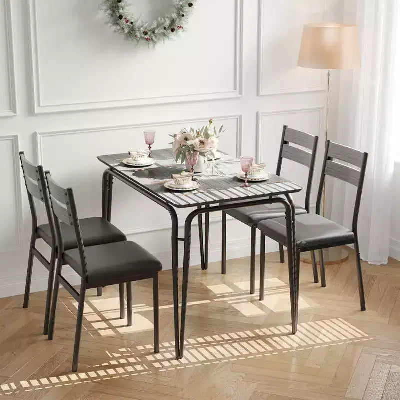 Table de salle à manger pour 4, petit ensemble table et chaises pour 4, ensemble dinette carré avec 4 chaises, ensembles de 5 pièces pour cuisine et salle à manger pour petit espace, appartement