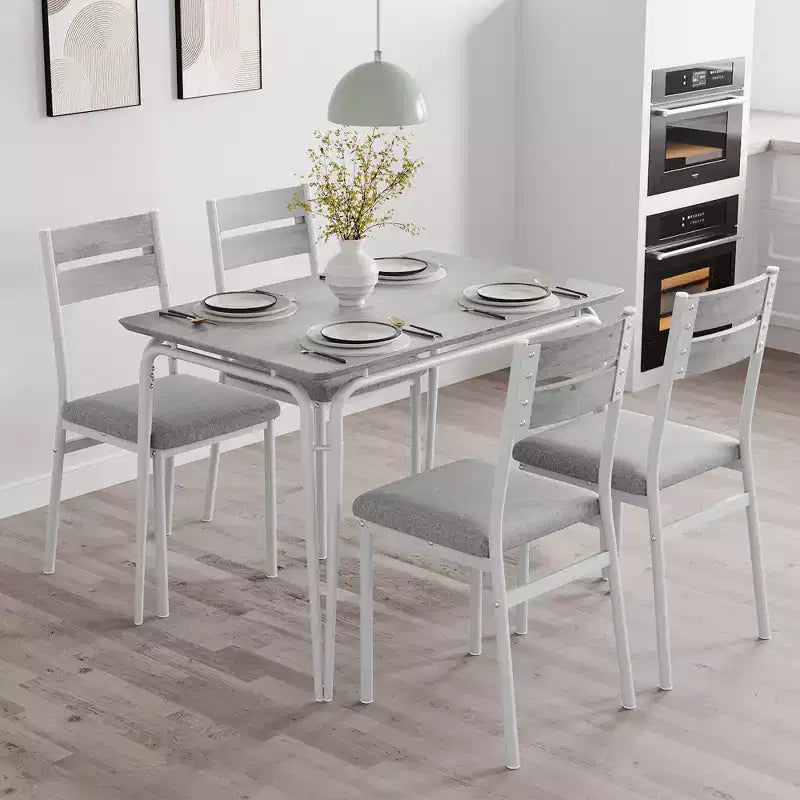 Table de salle à manger pour 4, petit ensemble table et chaises pour 4, ensemble dinette carré avec 4 chaises, ensembles de 5 pièces pour cuisine et salle à manger pour petit espace, appartement