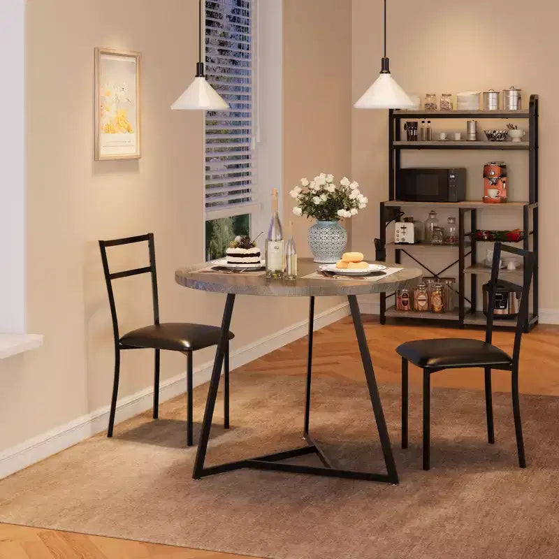 Ensemble table à manger pour 2, table et chaises de cuisine, ensemble table de cuisine ronde moderne, ensemble de table à manger 3 pièces pour petit espace, appartement, studio, dîner