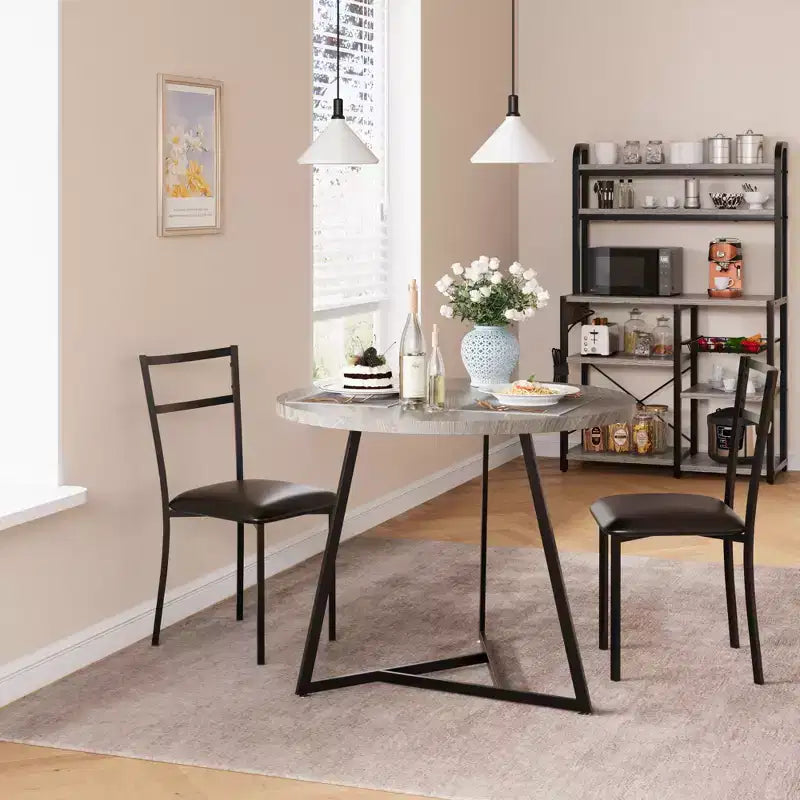 Ensemble table à manger pour 2, table et chaises de cuisine, ensemble table de cuisine ronde moderne, ensemble de table à manger 3 pièces pour petit espace, appartement, studio, dîner