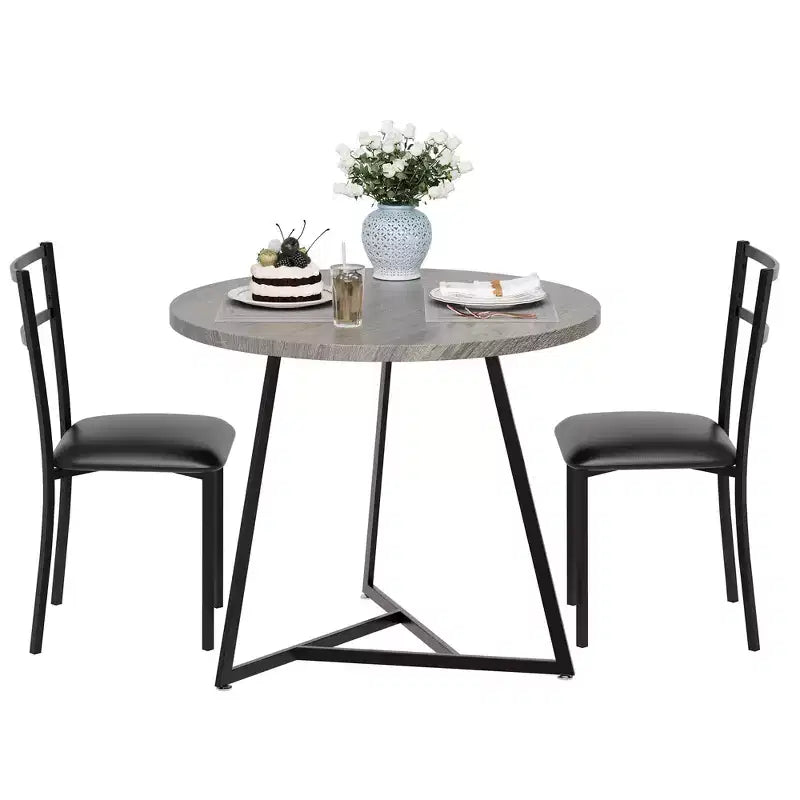 Ensemble table à manger pour 2, table et chaises de cuisine, ensemble table de cuisine ronde moderne, ensemble de table à manger 3 pièces pour petit espace, appartement, studio, dîner