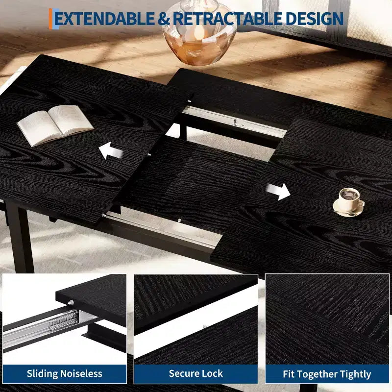 Ensemble de table à manger extensible TROPOW pour 6 à 8 personnes, table en bois de style rustique avec 2 bancs et 2 tabourets