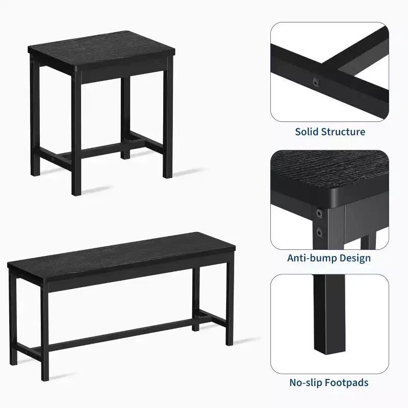 Ensemble de table à manger extensible TROPOW pour 6 à 8 personnes, table en bois de style rustique avec 2 bancs et 2 tabourets