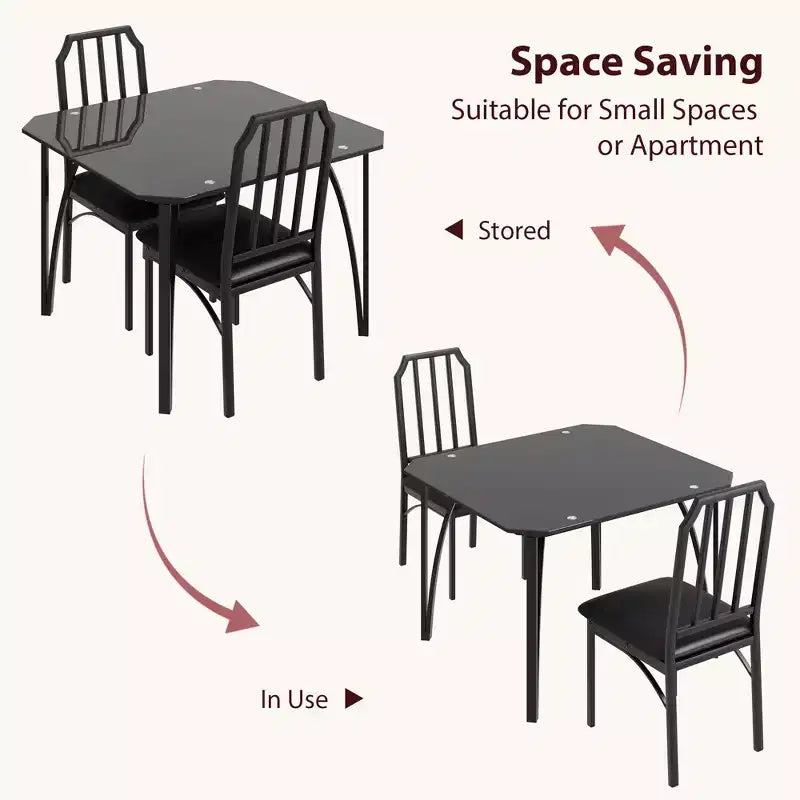Lot de 4 chaises de table de cuisine, ensemble de salle à manger pour 4 personnes avec chaises, ensemble de table de cuisine 4 pièces avec chaises rembourrées en PU et cadre en métal pour petit espace