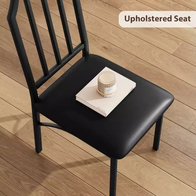 Lot de 4 chaises de table de cuisine, ensemble de salle à manger pour 4 personnes avec chaises, ensemble de table de cuisine 4 pièces avec chaises rembourrées en PU et cadre en métal pour petit espace