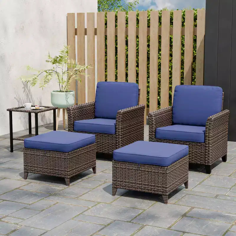 EAGLE PEAK Ocean Vista Salon de jardin 5 pièces en osier brun varié, chaises de salle à manger