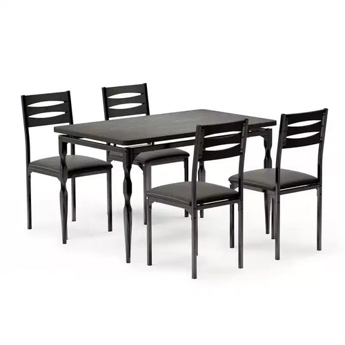 Ensemble de salle à manger 5 pièces pour 4 personnes, ensemble de table de cuisine de 109 cm avec pieds en spirale, table et chaises de cuisine rectangulaires en bois, table de petit-déjeuner peu encombrante