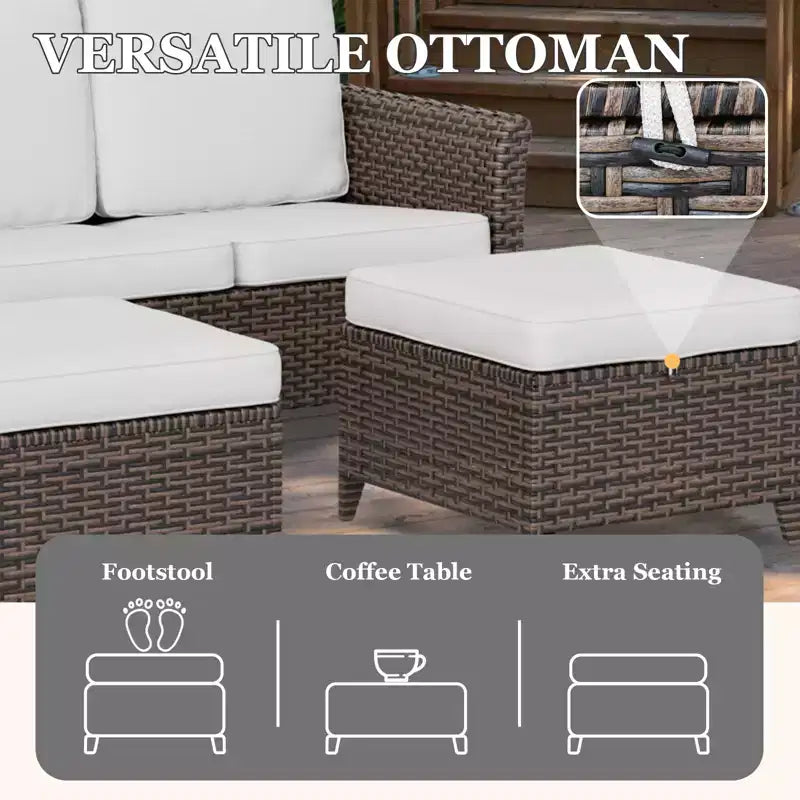 EAGLE PEAK Ocean Vista Canapé d'extérieur 8 pièces en osier marron varié, chaises de salle à manger, chaises pivotantes