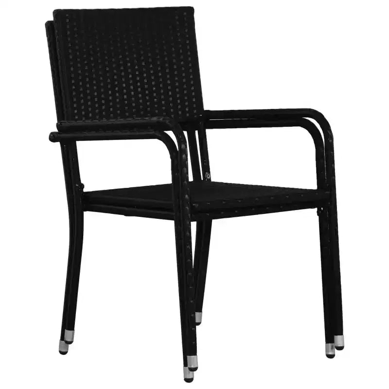 vidaXL Salon de salle à manger d'extérieur Table de salle à manger et chaises Ensemble de meubles en résine tressée - Noir 4 pièces