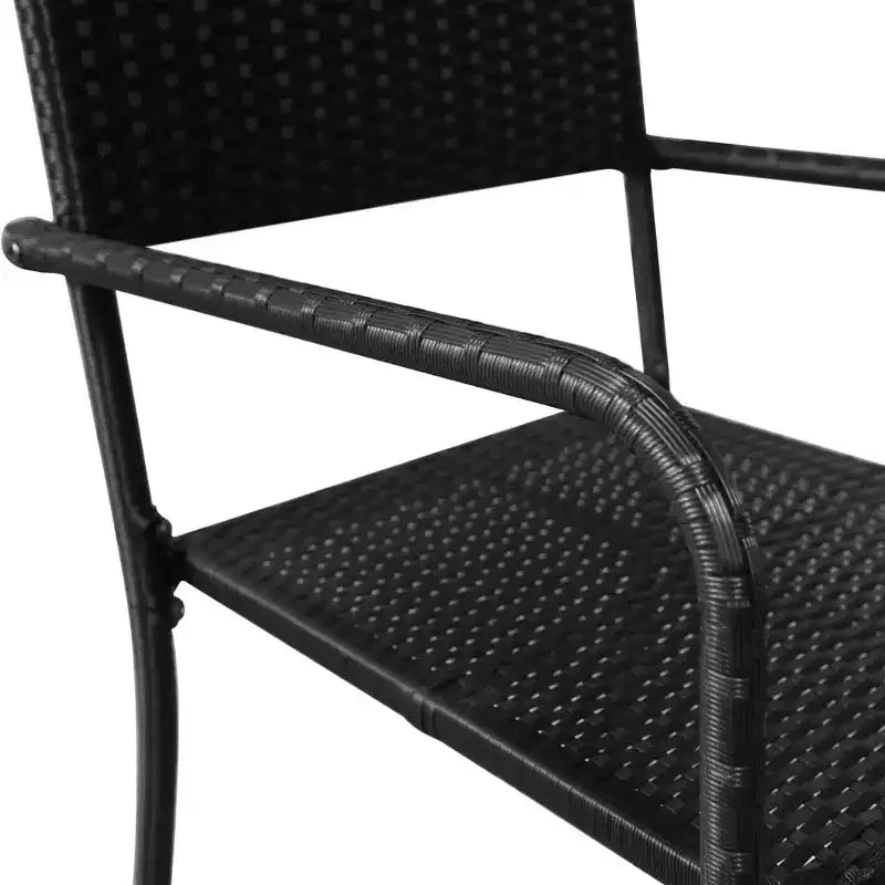 vidaXL Salon de salle à manger d'extérieur Table de salle à manger et chaises Ensemble de meubles en résine tressée - Noir 4 pièces