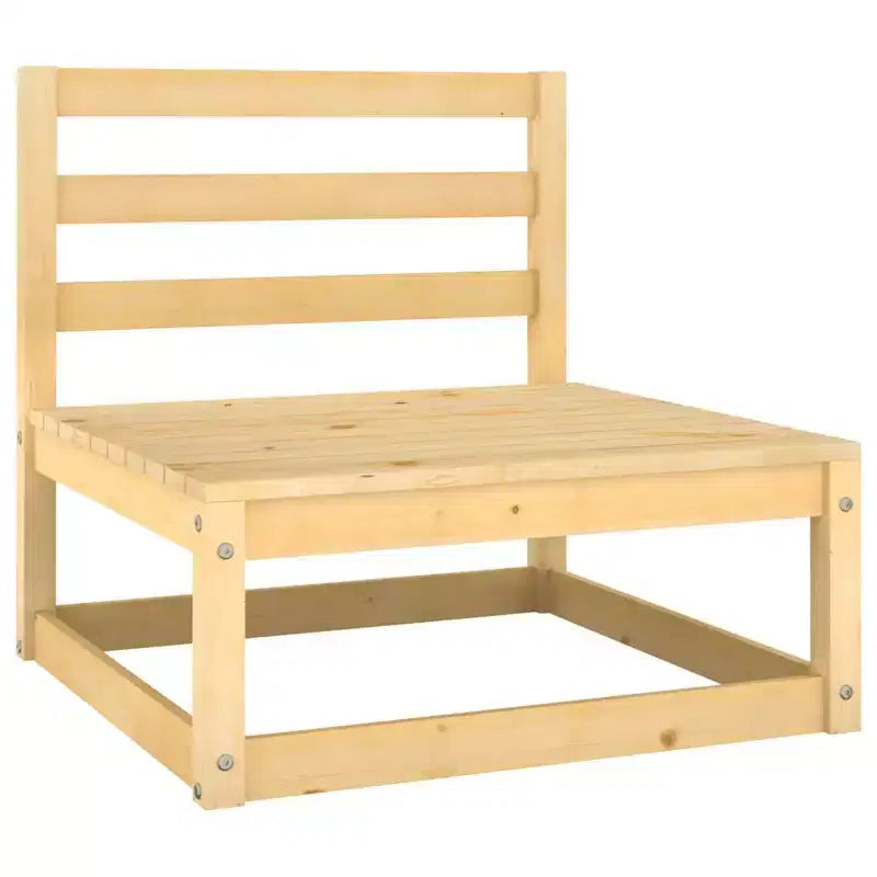 vidaXL Salon de jardin 7 pcs Extérieur Canapé sectionnel Bois de pin massif - Naturel avec coussin