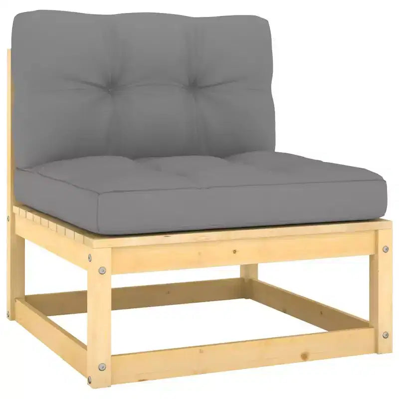 vidaXL Salon de jardin 7 pcs Extérieur Canapé sectionnel Bois de pin massif - Naturel avec coussin