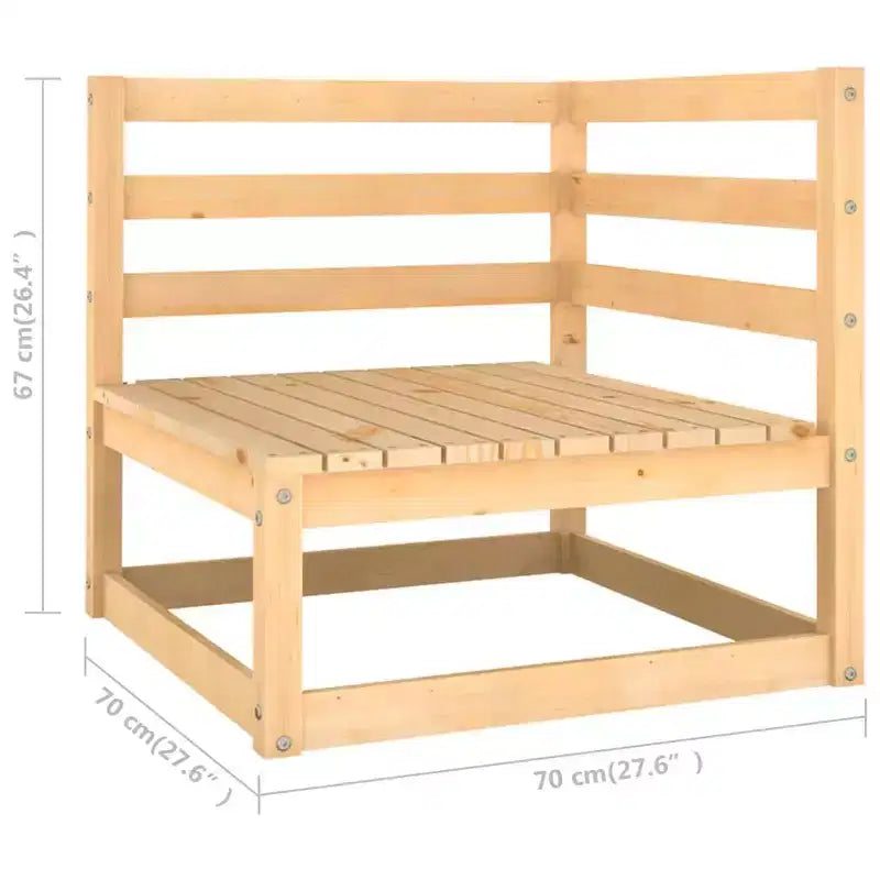 vidaXL Salon de jardin 7 pcs Extérieur Canapé sectionnel Bois de pin massif - Naturel avec coussin