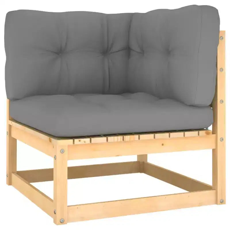 vidaXL Salon de jardin 7 pcs avec coussins Bois de pin massif - Naturel, coussin inclus