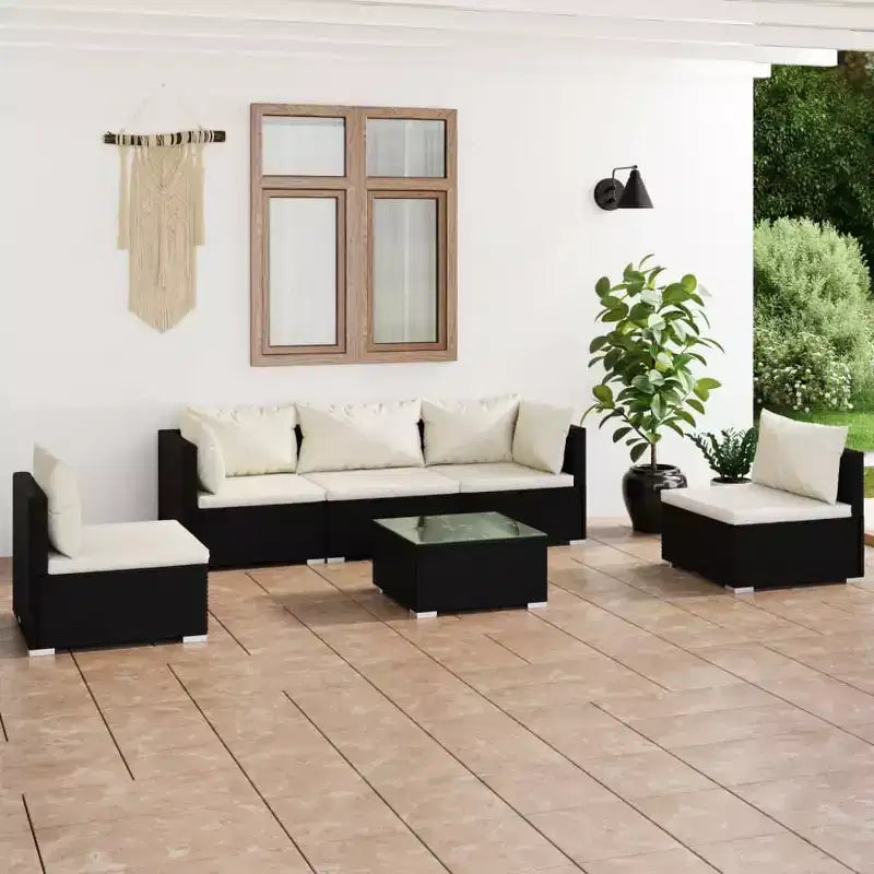 vidaXL Salon de jardin noir