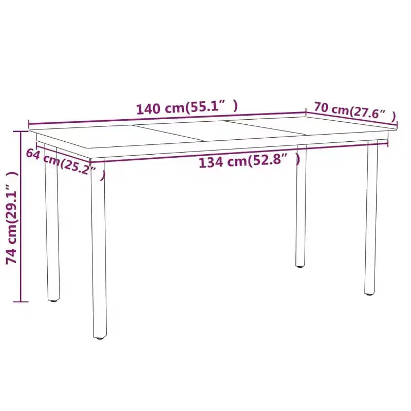 vidaXL Ensemble de salle à manger de jardin - Noir 55,1 Longueur de la table 6 articles