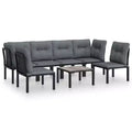 vidaXL Patio Lounge Set Sectional Sofa for Garden Black and Gray Poly Rattan