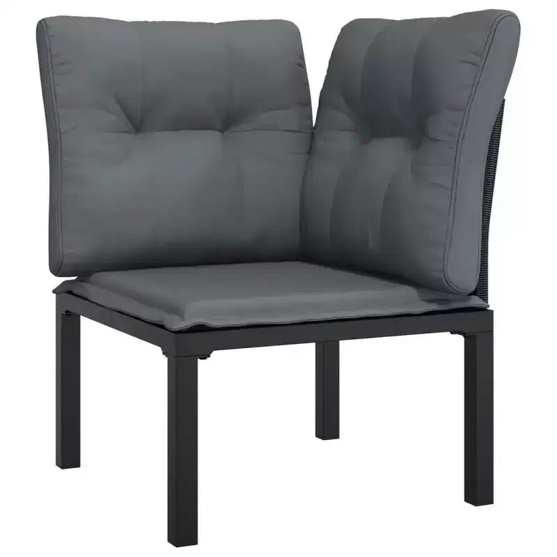 vidaXL Salon de jardin 9 pièces en résine tressée noir et gris