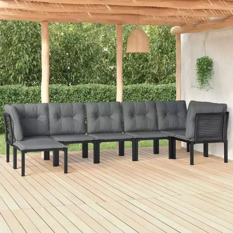 vidaXL Salon de jardin 7 pièces en résine tressée noire et grise