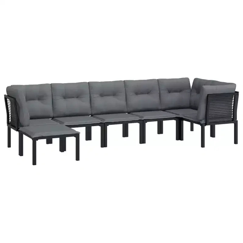 vidaXL Salon de jardin 7 pièces en résine tressée noire et grise