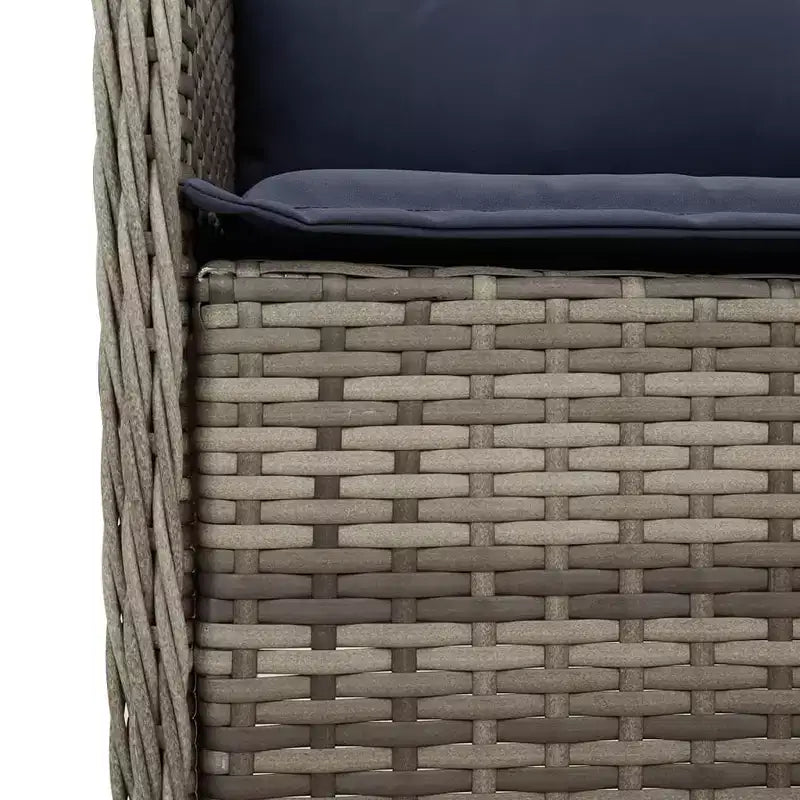 vidaXL Ensemble de salle à manger d'extérieur 7 pièces - Résine tressée et table en bois d'acacia, coussins bleu marine, gris, résistant aux intempéries, confortable