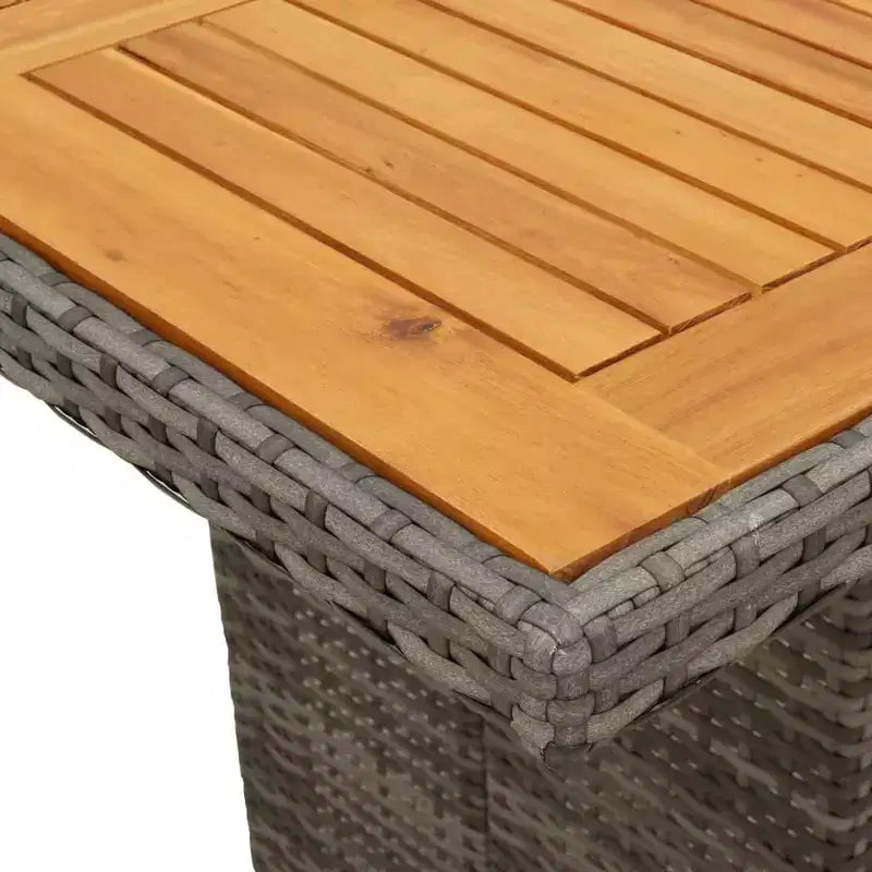 vidaXL Ensemble de salle à manger d'extérieur 7 pièces - Résine tressée et table en bois d'acacia, coussins bleu marine, gris, résistant aux intempéries, confortable