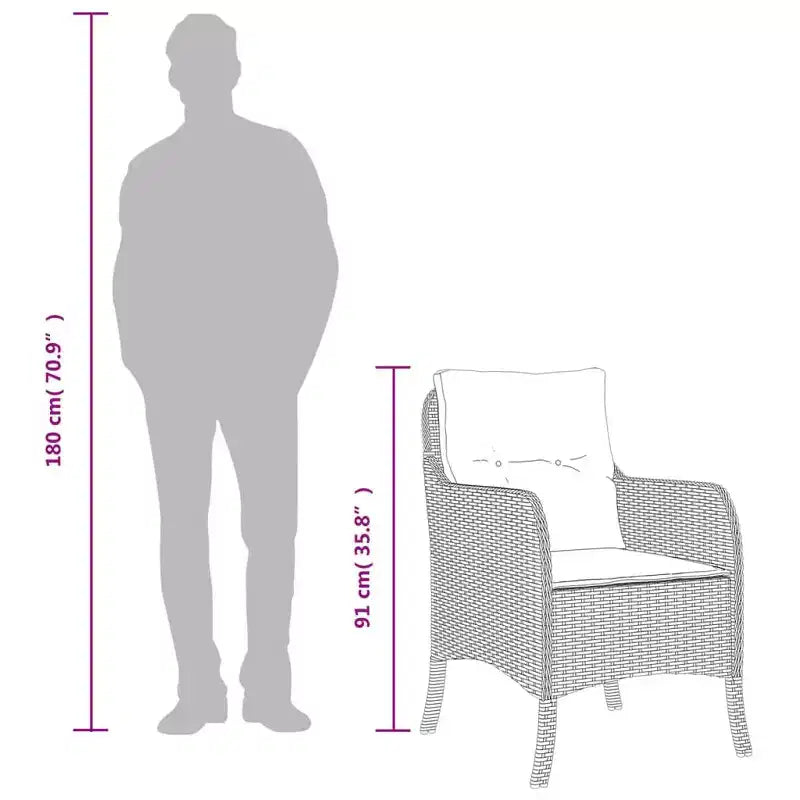 vidaXL Ensemble de salle à manger d'extérieur 7 pièces - Résine tressée et table en bois d'acacia, coussins bleu marine, gris, résistant aux intempéries, confortable
