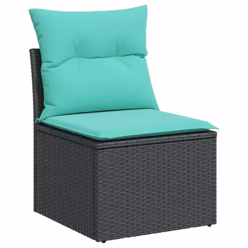 vidaXL Salon de jardin avec canapé Noir, Bleu - Noir et bleu sans table