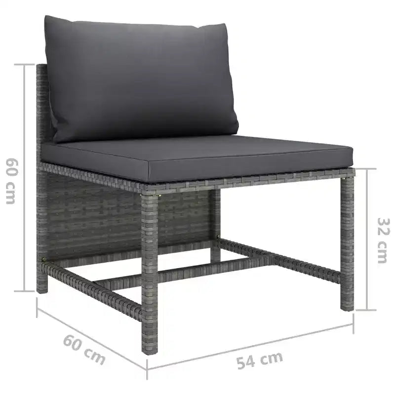vidaXL Salon de jardin 4 pièces avec coussins - Mobilier d'extérieur en résine tressée résistante aux intempéries - Gris/Anthracite - Facile à nettoyer et à entretenir