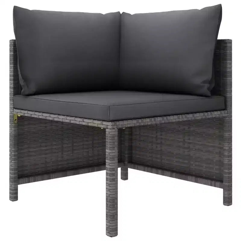 vidaXL Salon de jardin 4 pièces avec coussins - Mobilier d'extérieur en résine tressée résistante aux intempéries - Gris/Anthracite - Facile à nettoyer et à entretenir