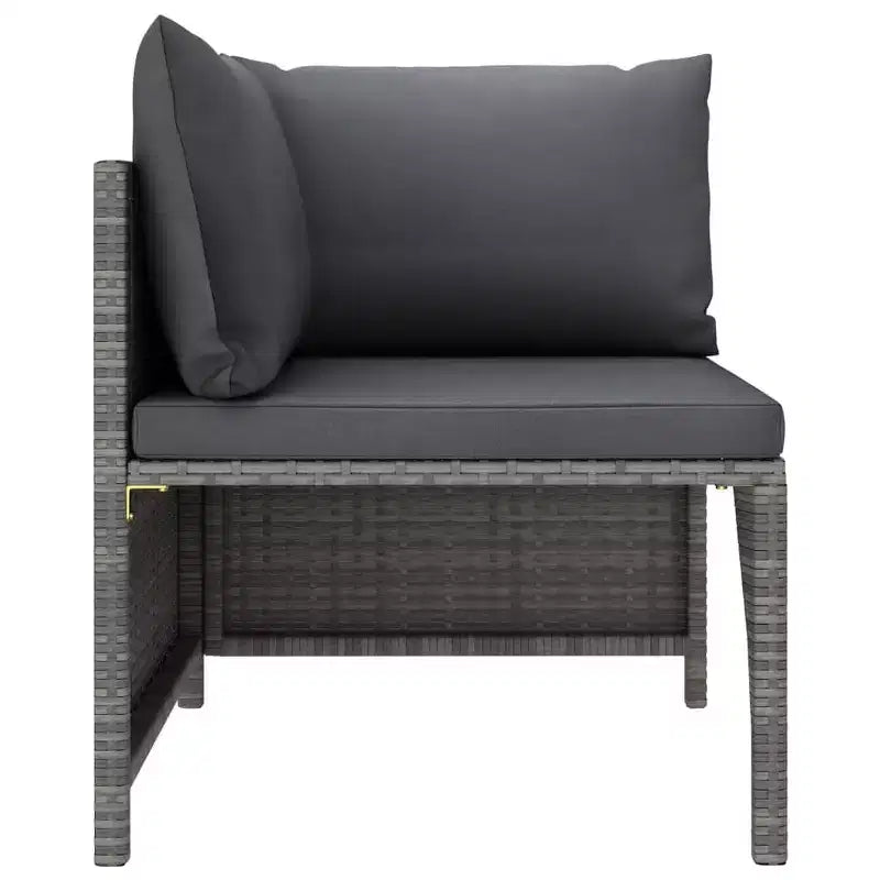 vidaXL Salon de jardin 4 pièces avec coussins - Mobilier d'extérieur en résine tressée résistante aux intempéries - Gris/Anthracite - Facile à nettoyer et à entretenir
