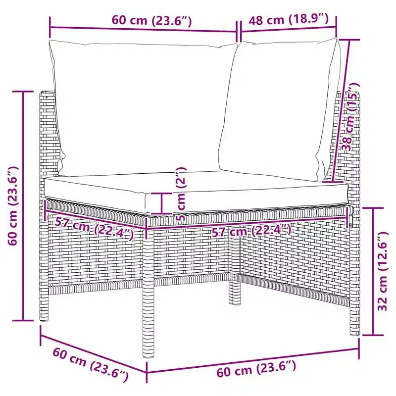 vidaXL Salon de jardin 4 pièces avec coussins - Mobilier d'extérieur en résine tressée résistante aux intempéries - Gris/Anthracite - Facile à nettoyer et à entretenir