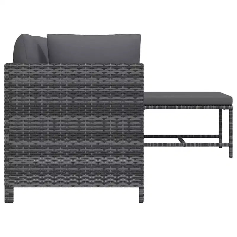 vidaXL Salon de jardin 4 pièces avec coussins - Mobilier d'extérieur en résine tressée résistante aux intempéries - Gris/Anthracite - Facile à nettoyer et à entretenir