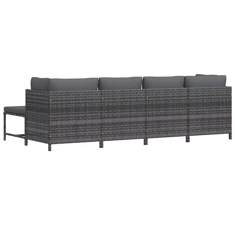 vidaXL Salon de jardin 4 pièces avec coussins - Mobilier d'extérieur en résine tressée résistante aux intempéries - Gris/Anthracite - Facile à nettoyer et à entretenir