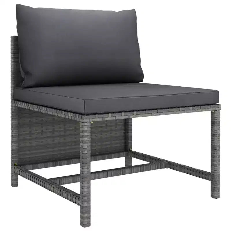 vidaXL Salon de jardin 4 pièces avec coussins - Mobilier d'extérieur en résine tressée résistante aux intempéries - Gris/Anthracite - Facile à nettoyer et à entretenir